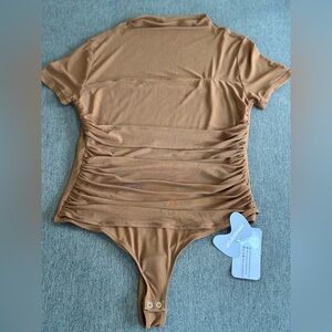 NWT Women's Tan Ruched Bodysuit Top